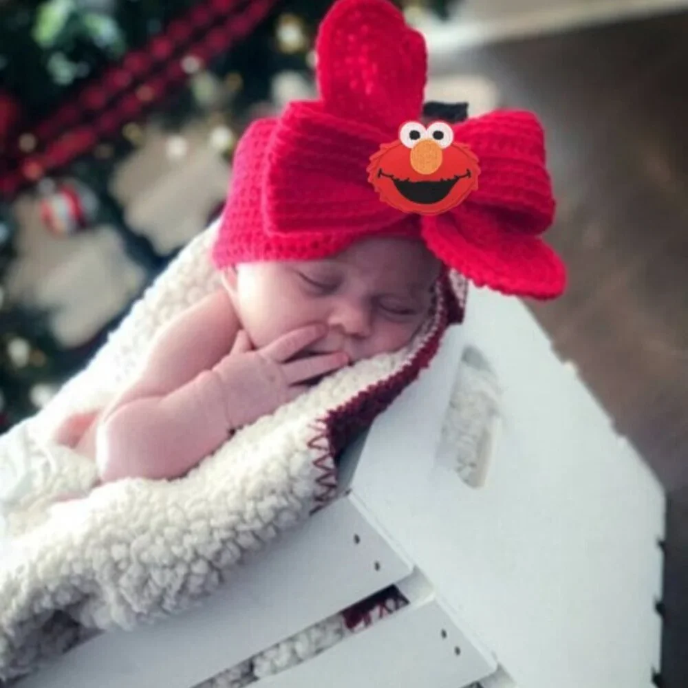 Elmo headband lace Sesame Street bow birthday hair accessories